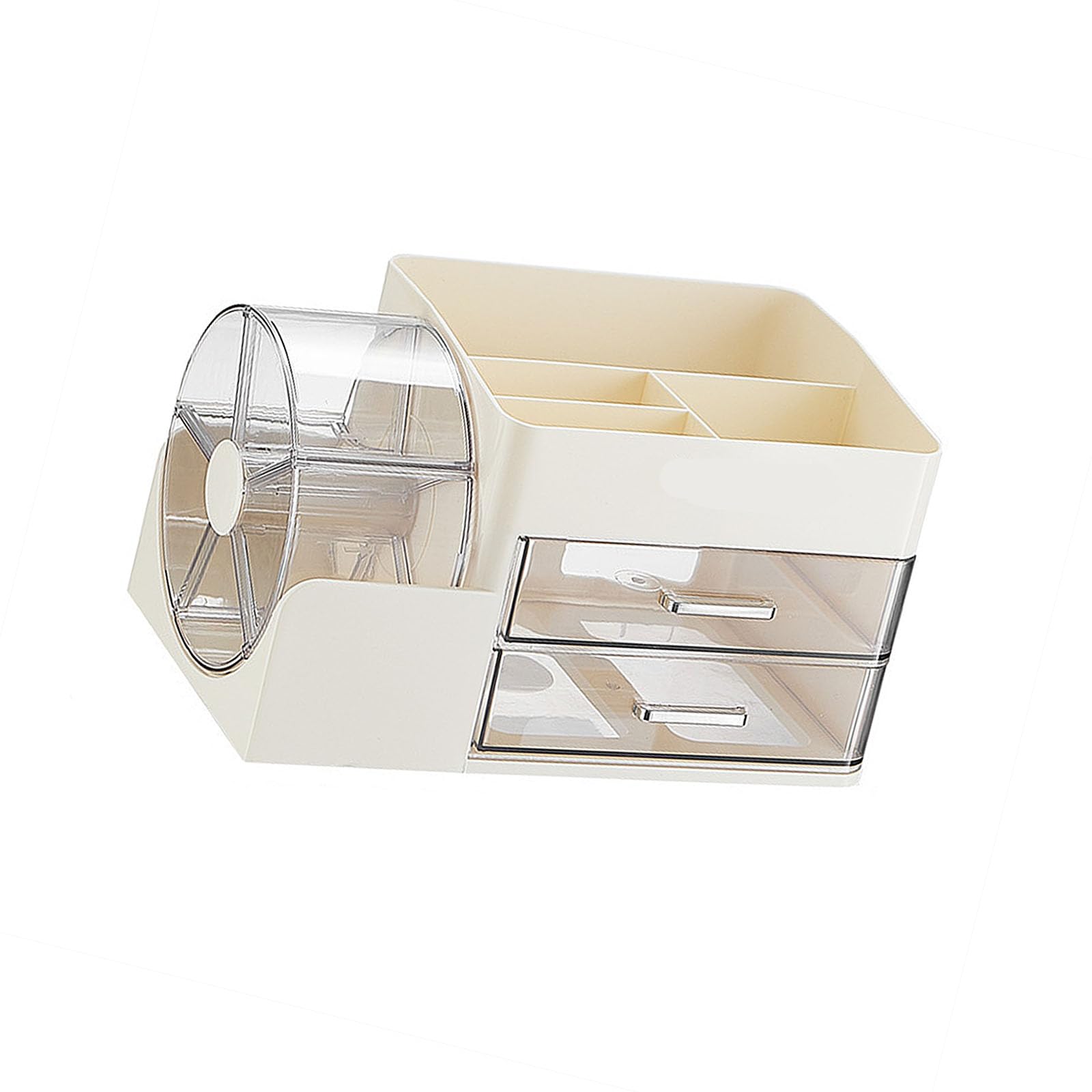 Qusinfc Stylish Multifunctional Vanity Storage with 5 Rank Rotating Holder and Two Compartments for Cosmetics Skincare Items Bathroom Storage Planner