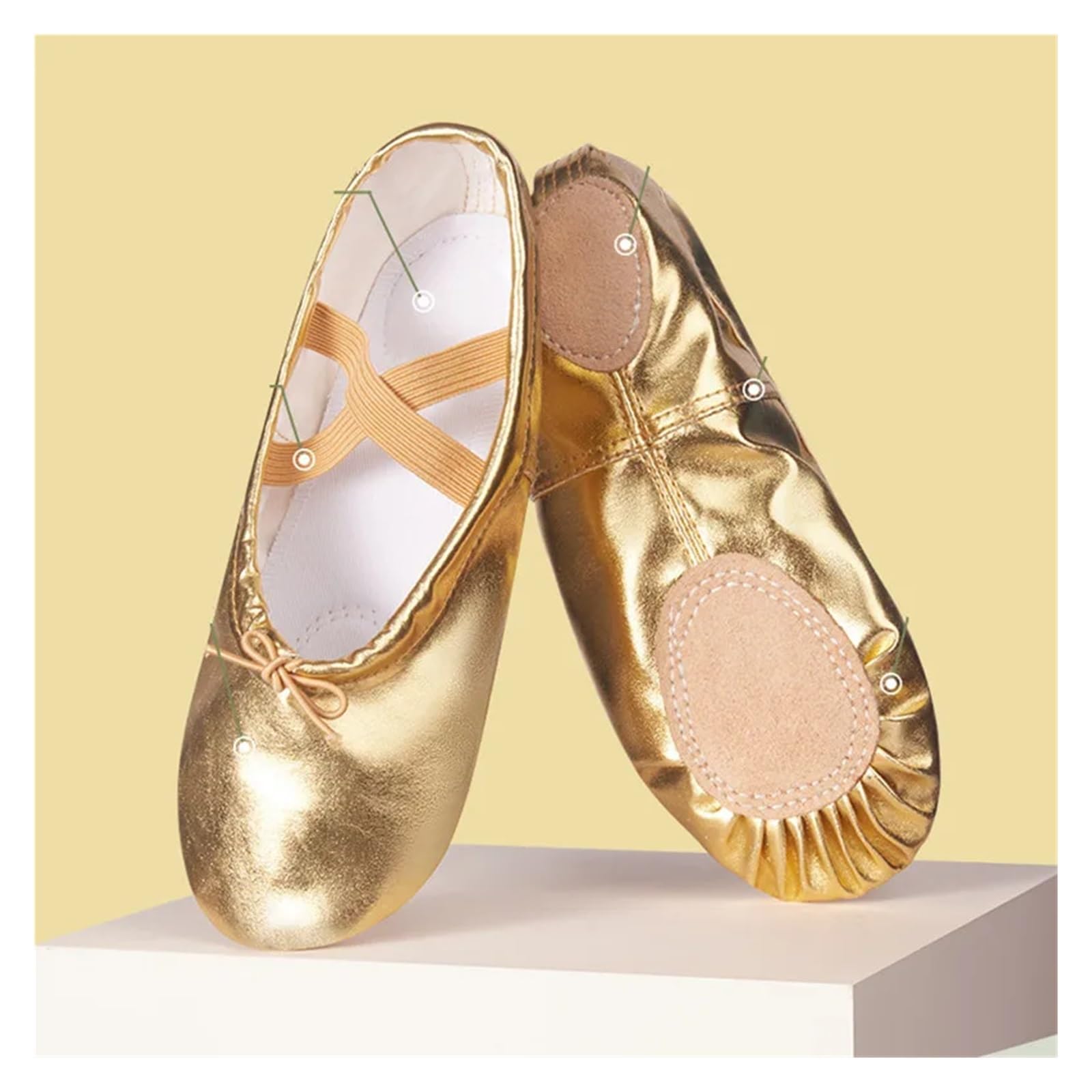 Zapatillas Ballet Niña Zapatillas de Ballet for niñas, Doradas y Plateadas, con Suela Suave, for Practicar Ballet, for Mujer