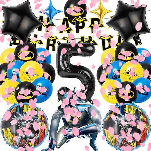 VOVhpbidy 24 Piezas Batm Murciélgo Globos para Fiestas de Cumpleaños 5 Años Niño, Supeheld Murciélgo Decoracion Foil Globos Cumpleaños, Set de Fiesta para Decoracion Cumpleaños para Niños (5)