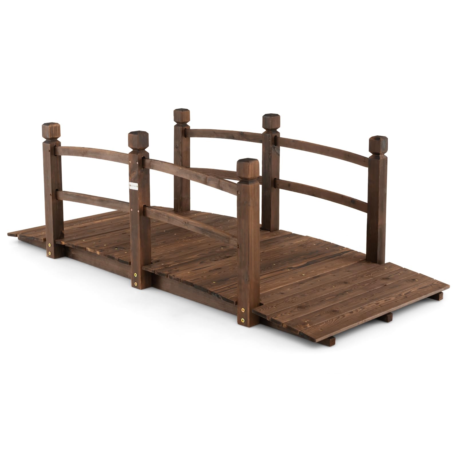 SOARS Puente de Jardín Madera con Barandilla, Puente de Pie Decorativo de Abeto con Capacidad de Carga de hasta 150 Kg, 171,5 x 75,5 x 58 cm, Puente Decorativo para Jardín, Estanque y Arroyo