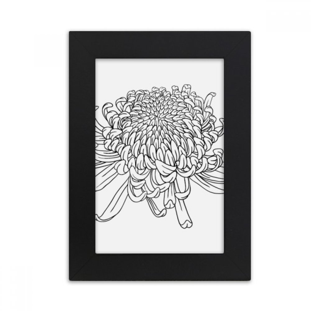 Cadre photo noir silhouette chrysanthème pour bureau et décoration élégante