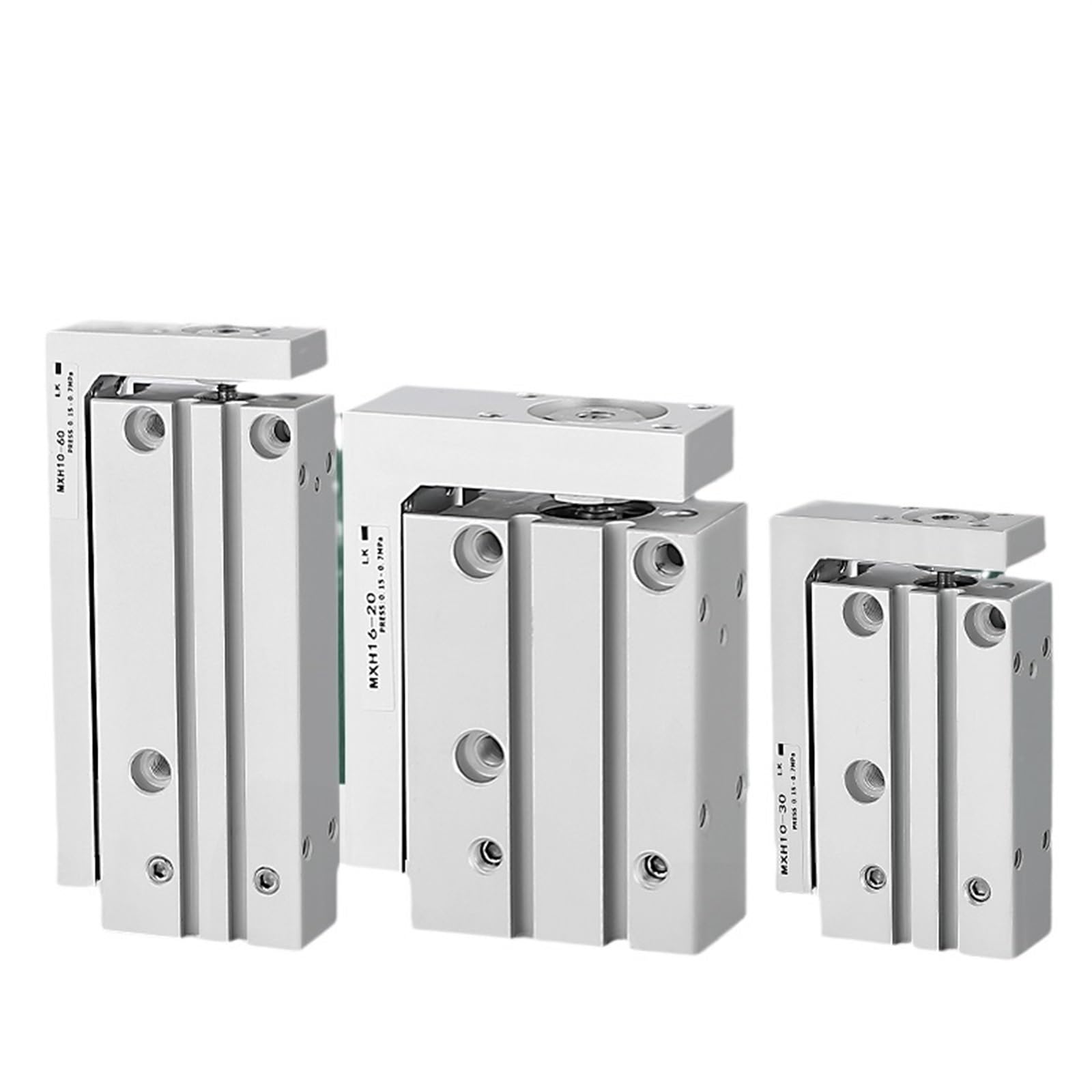 Cilindro neumático MXH10 de varilla guía lateral con carrera de 20mm para un guiado lineal suave