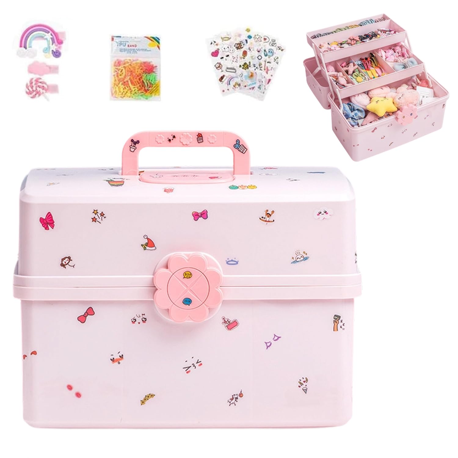 Organisateur d'Accessoires Pour Cheveux, Accessoires Cheveux Pour Filles Étui, Boîte à Bijoux Pour Bandeaux De Cheveux, Organiseur Pour Chouchous à Cheveux pour Accessoires De Cheveux, Maquillage