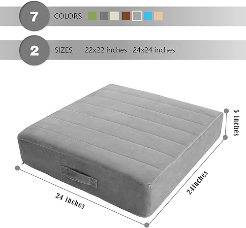 Miniatura 7 de MeMoreCool Almohada cuadrada para asiento de suelo para adultos y niños, cojín de meditación grande con espuma gruesa y funda suave copetuda, cojín