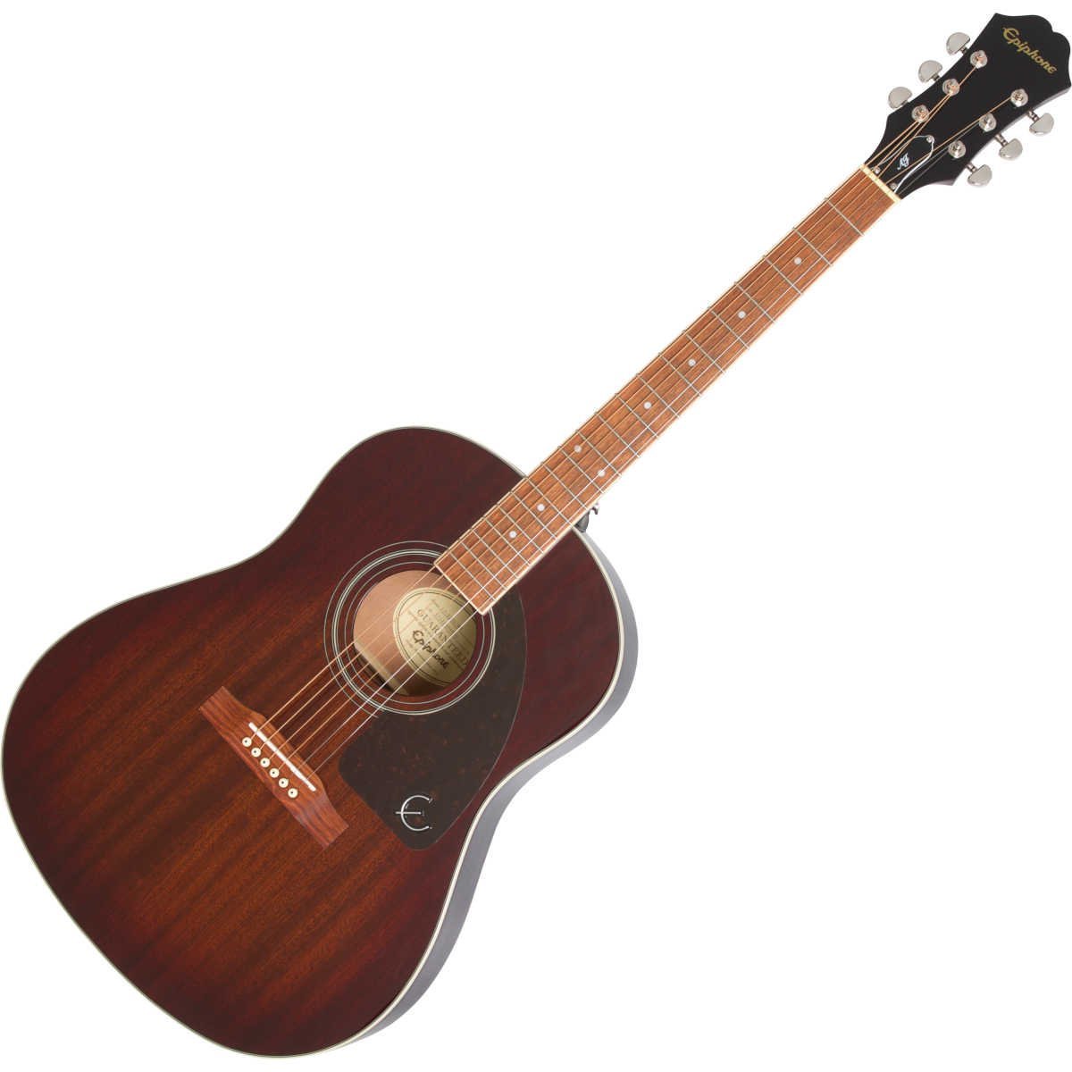 Epiphone Advanced Jumbo Acoustic Guitar - Mahogany Burst, Solid Mahogany Top, Right Handed, 7 strings, Adjustable Bridge, 25.5 inch Scale Length