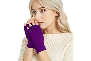 Versatile Purple Wool-Blend Fingerless Gloves