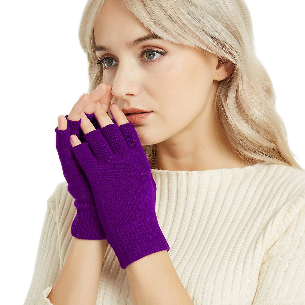 NOVAWO Wool Blend Fingerless Gloves Warm Arm Warmers Unisex Winter Gloves