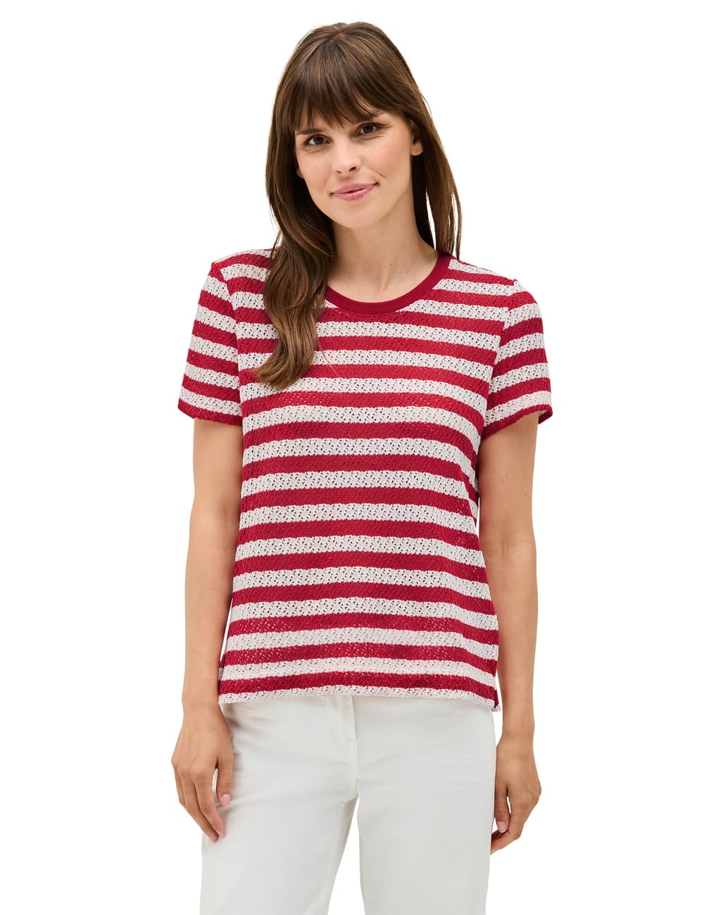 Damen Gestreiftes Ajour T-Shirt