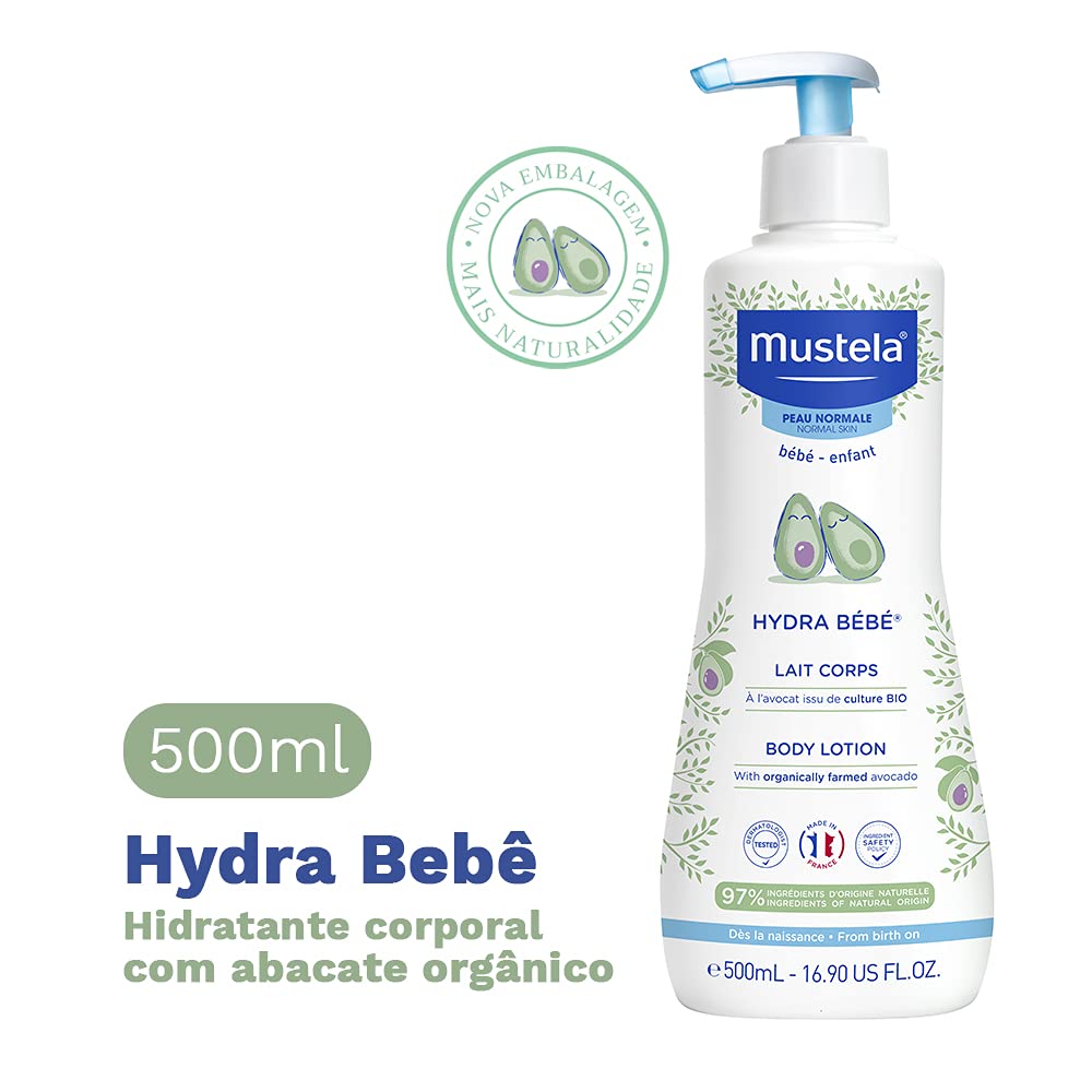 Mustela Hydra Bébé Latte corpo idratante al perseose d'avocado e vitamina E 500ml - 97% ingredienti origine naturale
