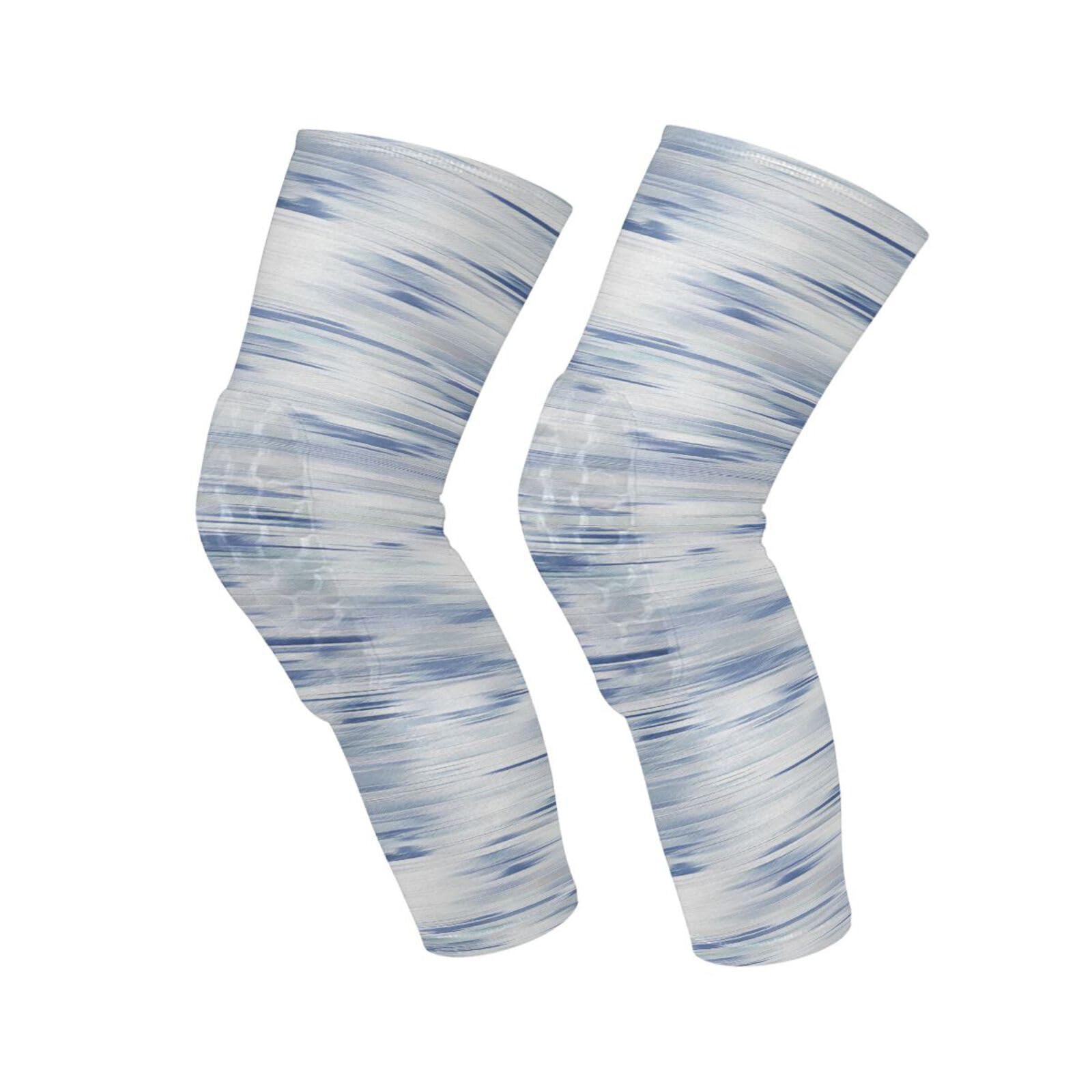 JUNZAN Blue Gray Texture Basketball Knee Pads for Youth Kids Wrestling Knee Pads with Sleeves Sport Kneepads for Volleyball Football