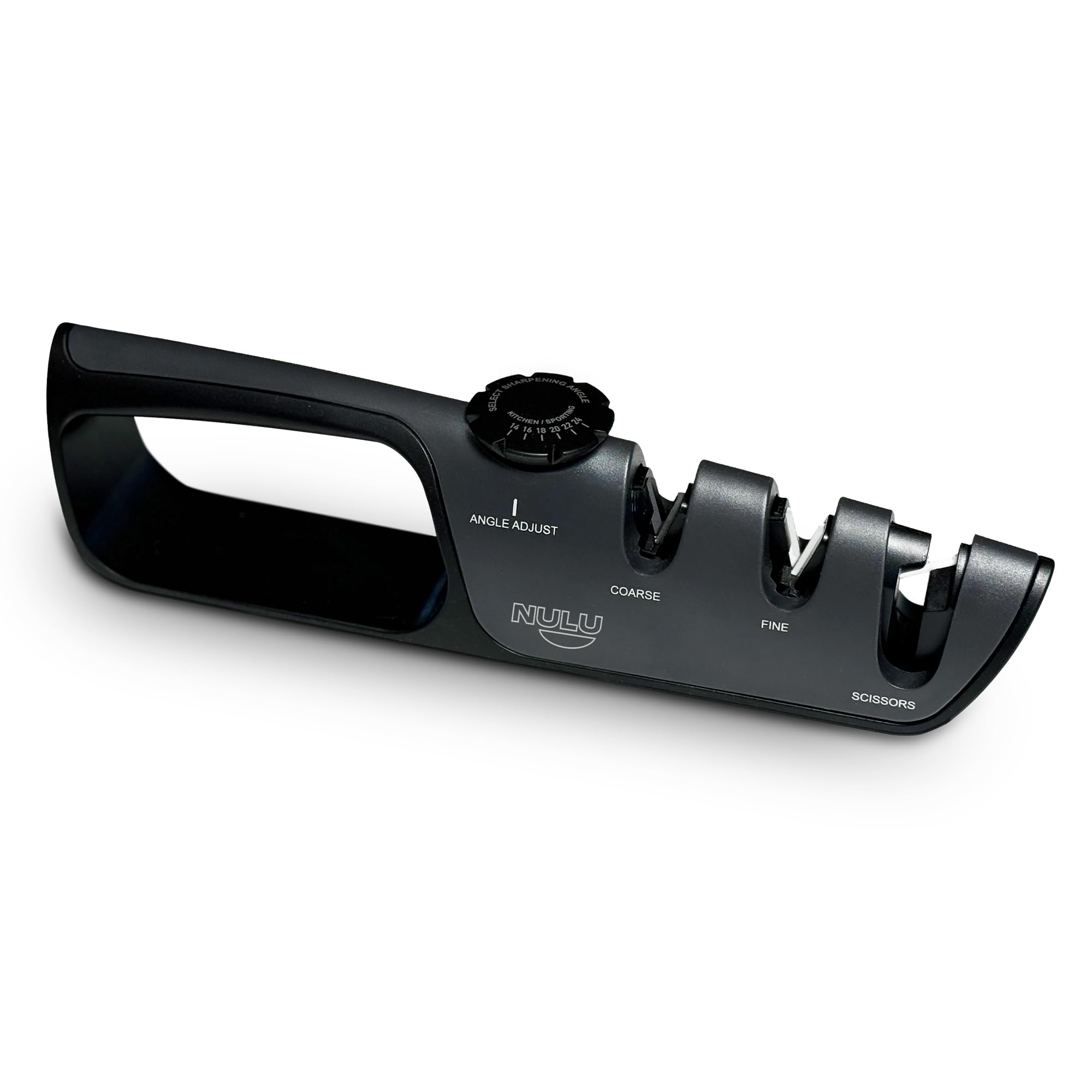 NULU Adjustable Knife Sharpener - Manual Knife Sharpener with Angle Control for Nulu Traditional Knives Ergonomic Design Triple