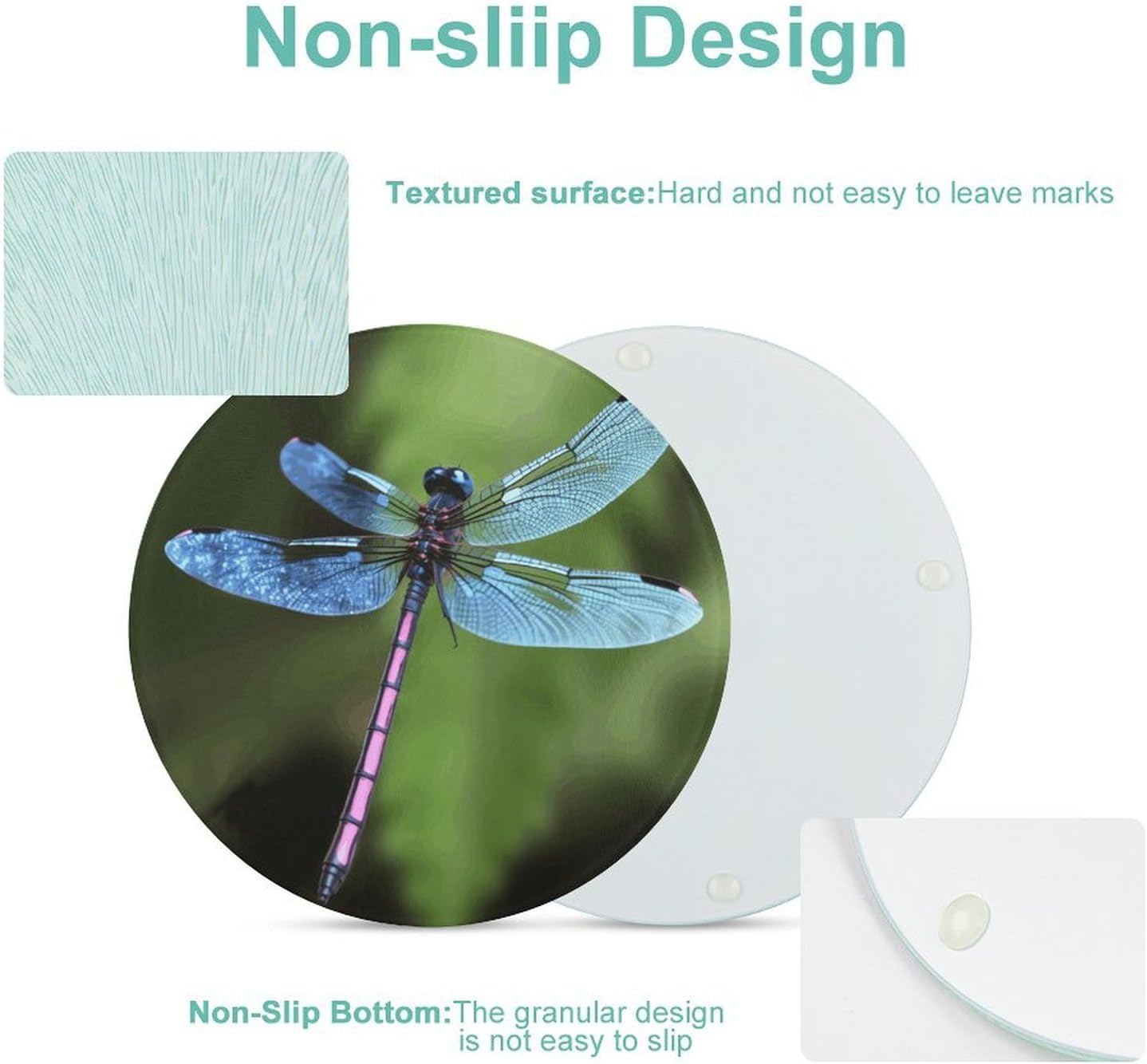 Blue Dragonfly Round Tempered Glass Cutting Board image 3