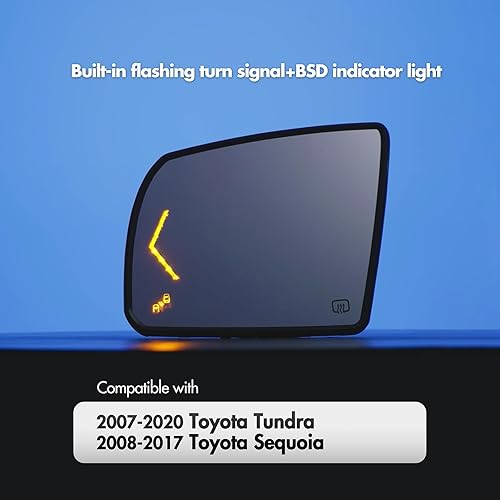 Miniatura 8 de SNEMEEY Passenger Side Mirror Replacement for 2011-2017 Tundra Tow Mirrors, 2011-2016 Toyota Sequoia, Right Side Door Mirror Glass Power Heated with