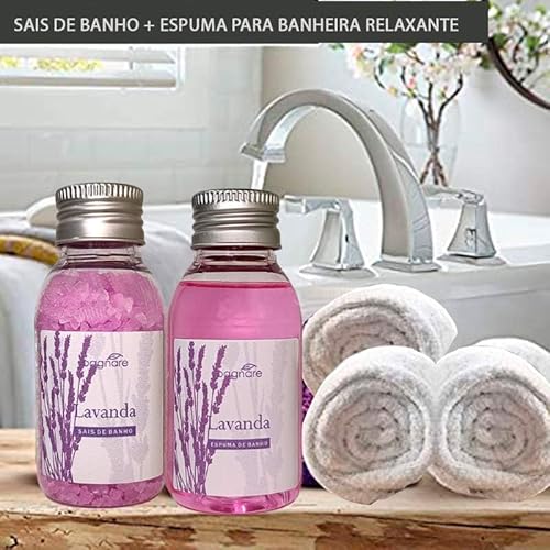 Kit 3 Sais De Banho e 3 Espumas para Banheira Hidromassagem Lavanda Alecrim Capim Limao 60ml