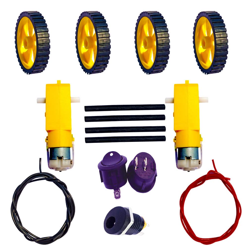 iEI DC BO Dual Shaft Copper Binding 100-150RPM 3v-6v-9v-12v Smart Arduino Toys Car Robot Yellow Wheel-4512 Black Rubber Tire-45mm Science Project Kit Gear Motor 2Ps MOTOR 4Ps Wheel (B0BDVV4P11) Amazon Price History, Amazon Price Tracker