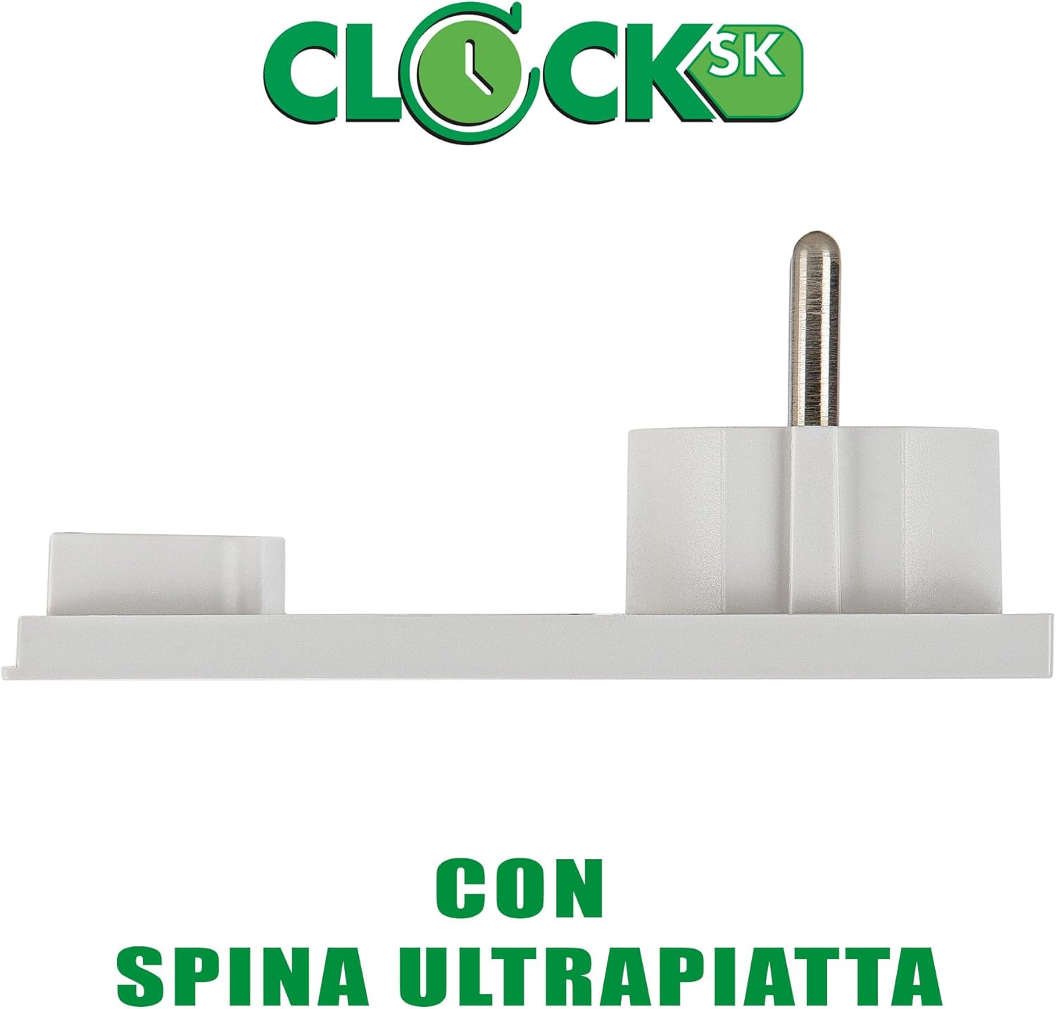 FANTON 92032 Clock Linear Extension, 1 m, White, Clock Schuko Plug, Universal Socket, Suitable for Behind Bedside Tables, Cupboards, Desks, Kitchen