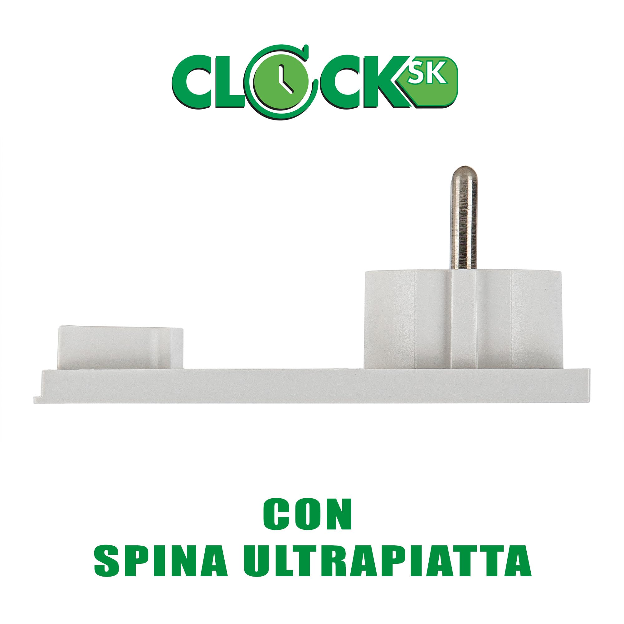 FANTON 92032 Prolunga lineare CLOCK 1m, bianca, spina CLOCK schuko, presa universale, adatta dietro a comodini, armadi, scrivanie, cucina - 2