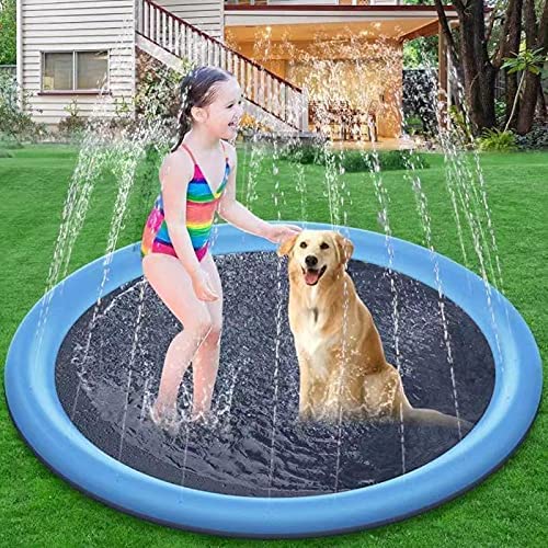 Pet Splash Sprinkler Pad for Dogs Kids, Pets Splash Bath Pool Thickened Durable Bathing Tub Pet Summer Outdoor Water Toys Splash Spinkler Mat (G150)