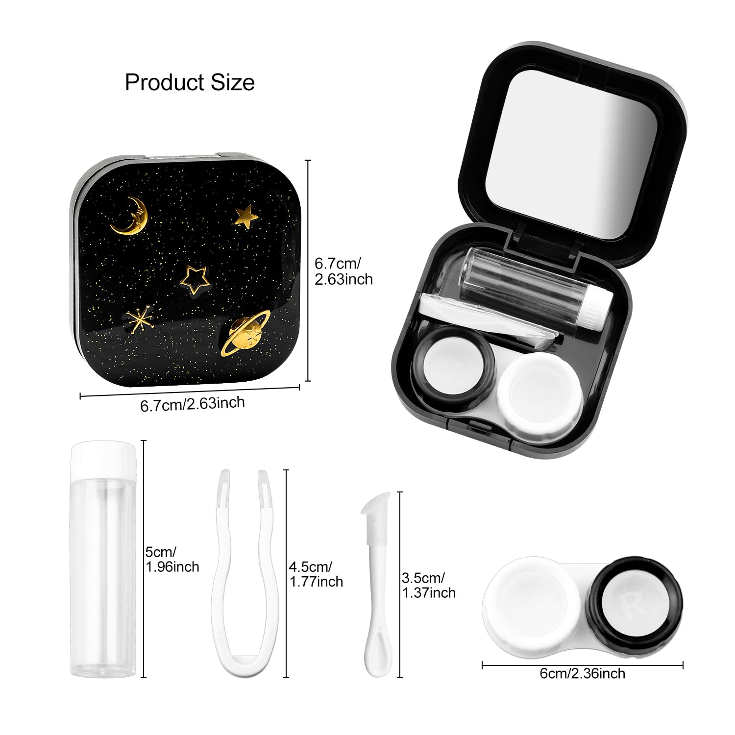 Rumyve Portable Travel Contact Lens Kit, Contact Lens Case, Soak Storage Kit, Eye Care Kit, Multicolor, Mini - Image 2