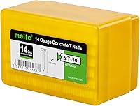 meite 14 Gauge 2 Inch Concrete T-Nails: Galvanized Glue-Collated Steel Nails for Nail Guns, 400PCS/Box - Jam-Free for Concrete, Decking & Truss