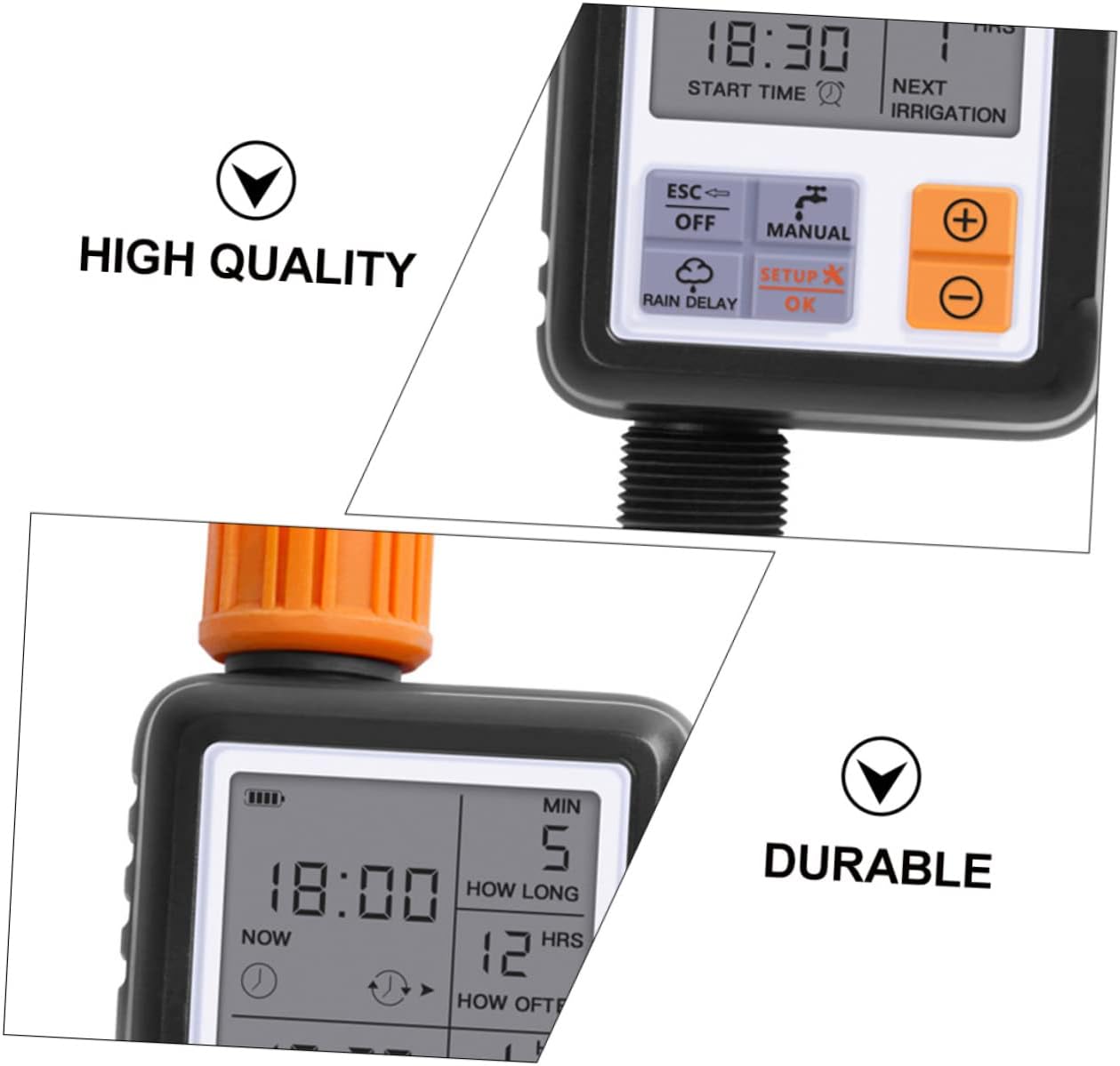 Digital Irrigation Timer Automatic Watering System with Lock High Pressure Endurance Rain Delay Timing for Garden Lawns Flowers Patios Single Outlet Controller