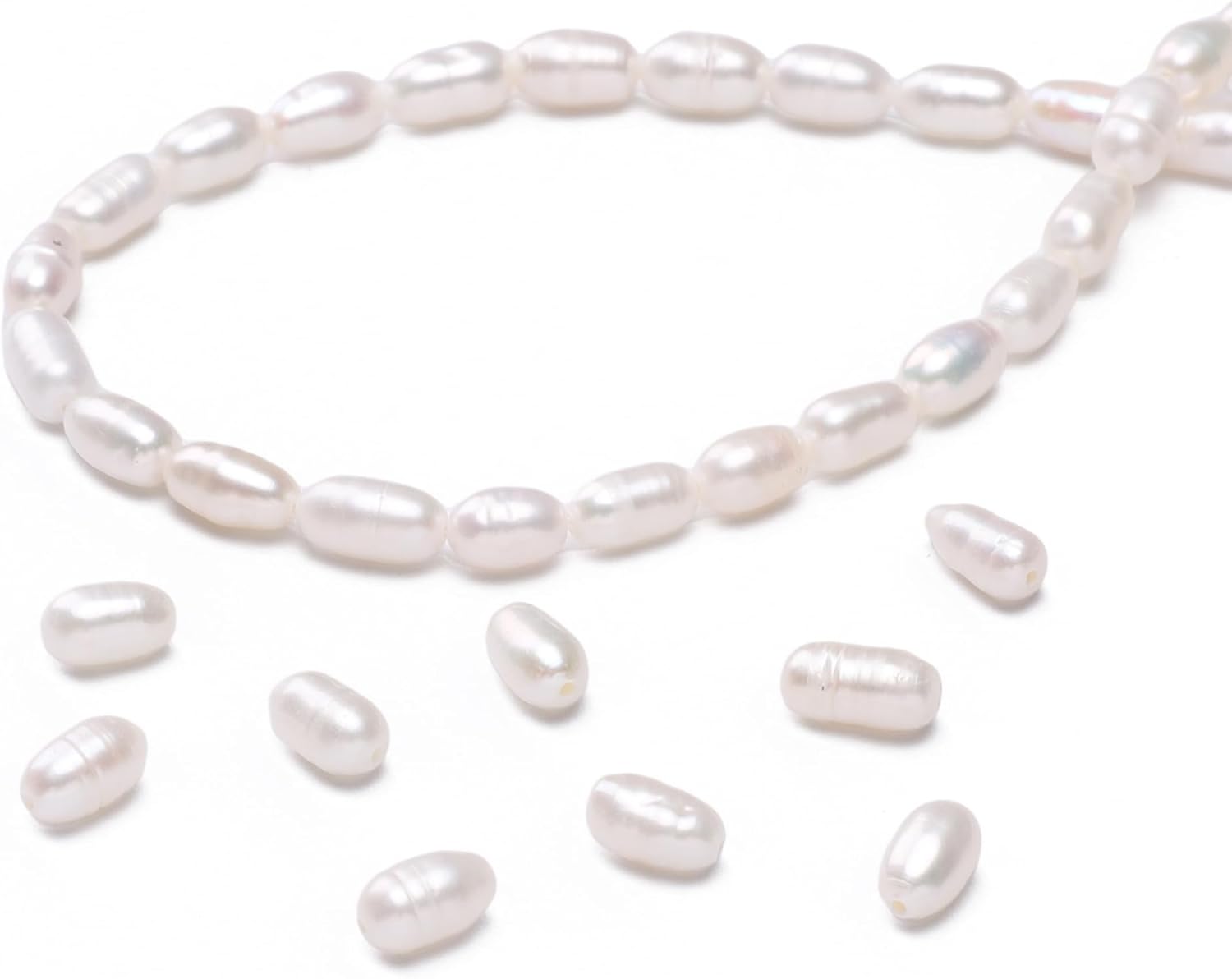 Natural Pearl Beads Rice 4-5mm White Freshwater Cultured Loose Gemstone Beads for DIY Jewelry Making 13.8''/Strand HQ - Image 6