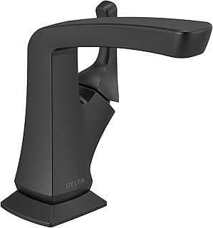 Delta Faucet Vesna Matte Black Bathroom Faucet, Single Hole Bathroom Faucet, Single Handle Bathroom Faucet, Drain Assembly, Matte Black 15789LF-BL