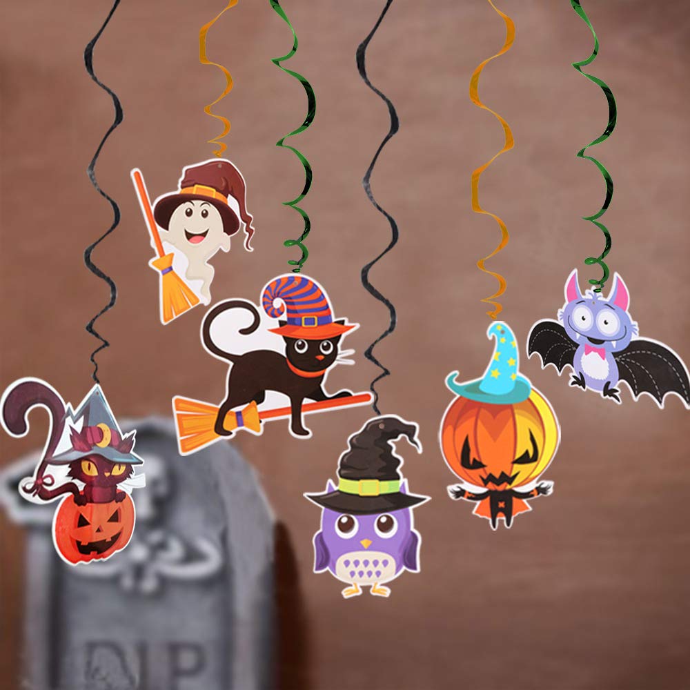 Kit di decorazioni di Halloween, decorazione da appendere al soffitto a spirale di Halloween con pipistrello e teschio banner per feste di Halloween per la decorazione della casa per interni ed