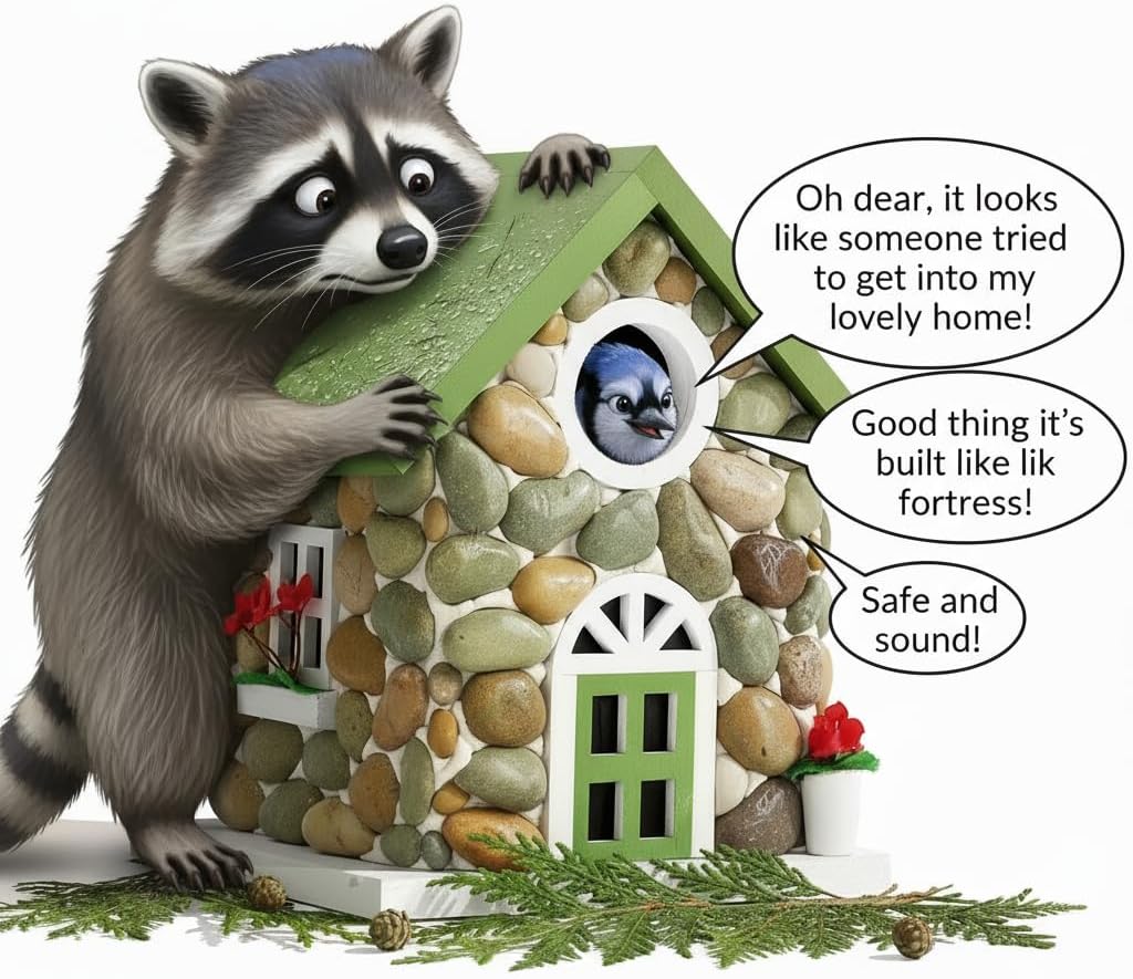 Masterpiece Bluebird House for Outside Clearance,Hanging Bird House for Outdoor, Stone Villa, River Pebbles Birdhouse for Outside, Garden Statue Solid Wood Longtime Lasting, Post Pole Mountable