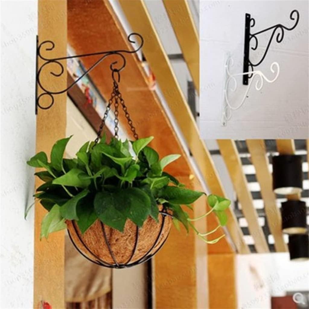 Wall-Mounted Hook Flower Stand Decoration Wall Hanging Basket Bracket Flower Pot Holder (Color : White-Patch Five-Pointed star4, Size : 1) (D 1)