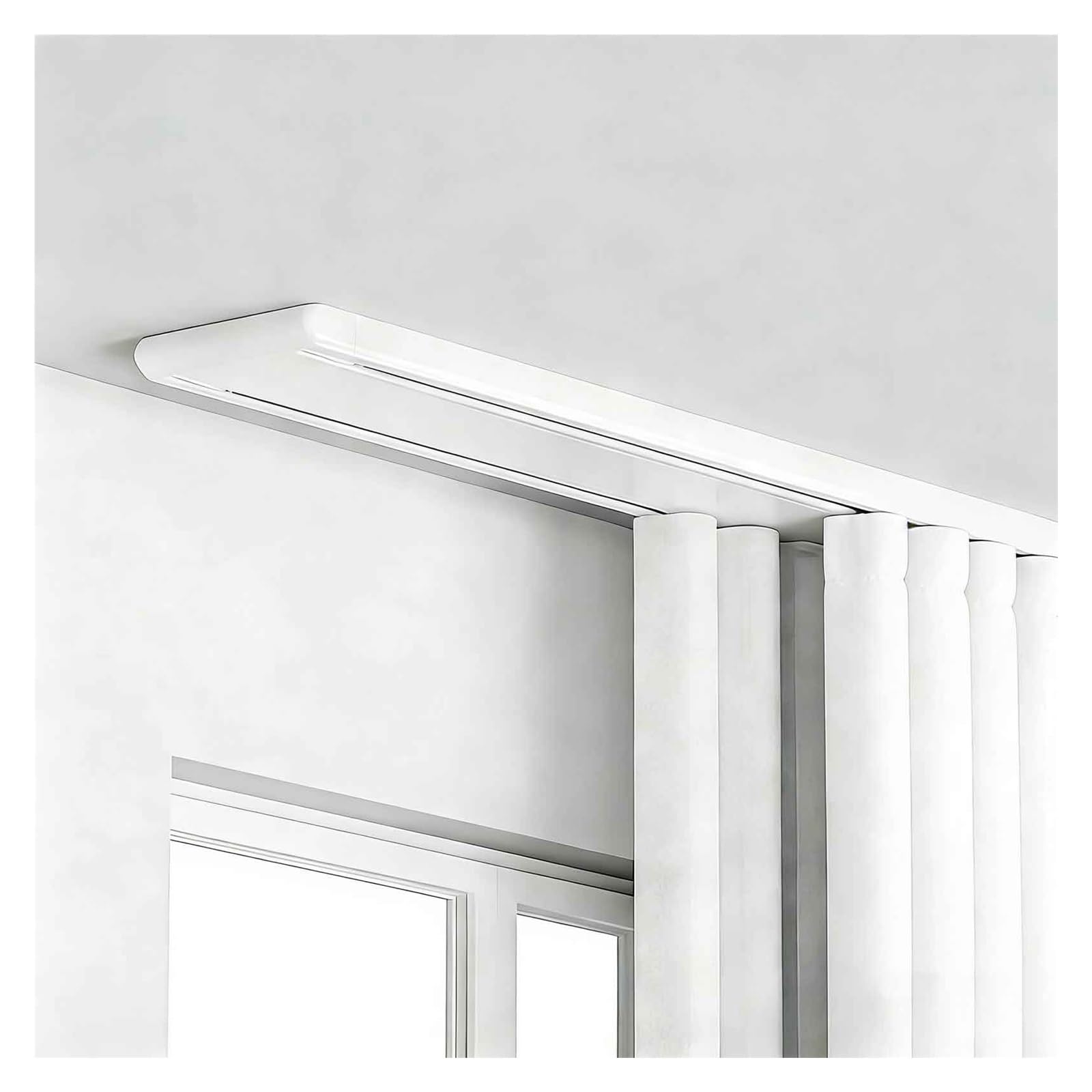 Kit tringles à rideaux blanc solution pour suspendre vos voilages 90cm