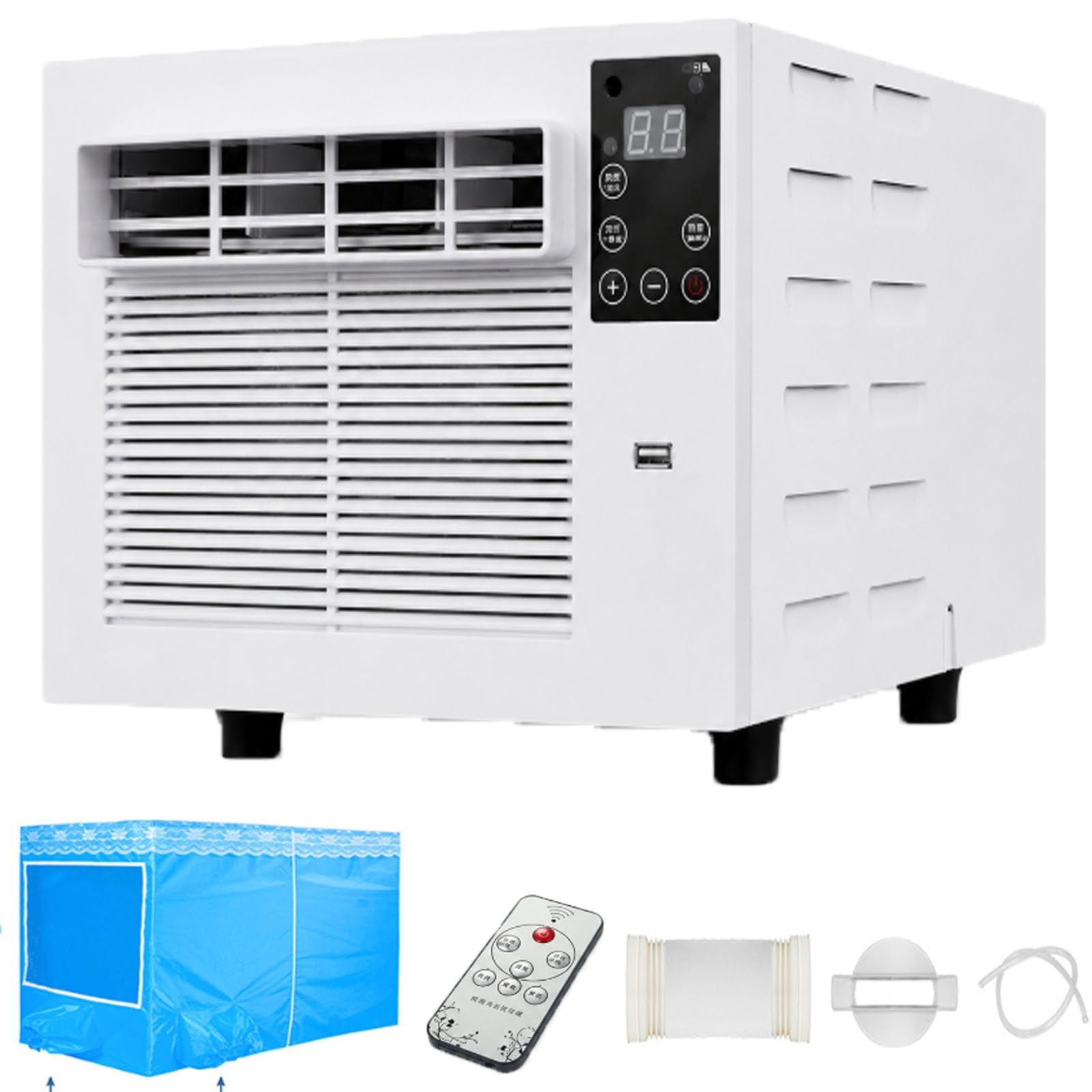 ErShangMao Mobile Tent Air Conditioner, Camping Ac Unit,2026 Portable Air Cooler With 1876 Btu Cooling, Dehumidifying Mode, Digital Led, Timer And Remote For Tents, Campervans, Rvs AC+0.9M