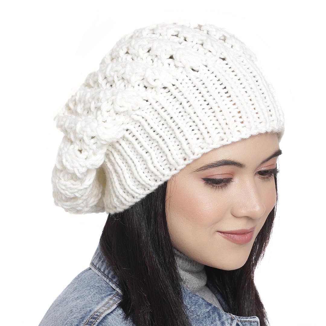Buy Magic Needles Winter Woolen Cap (Handmade Womens Slouchy