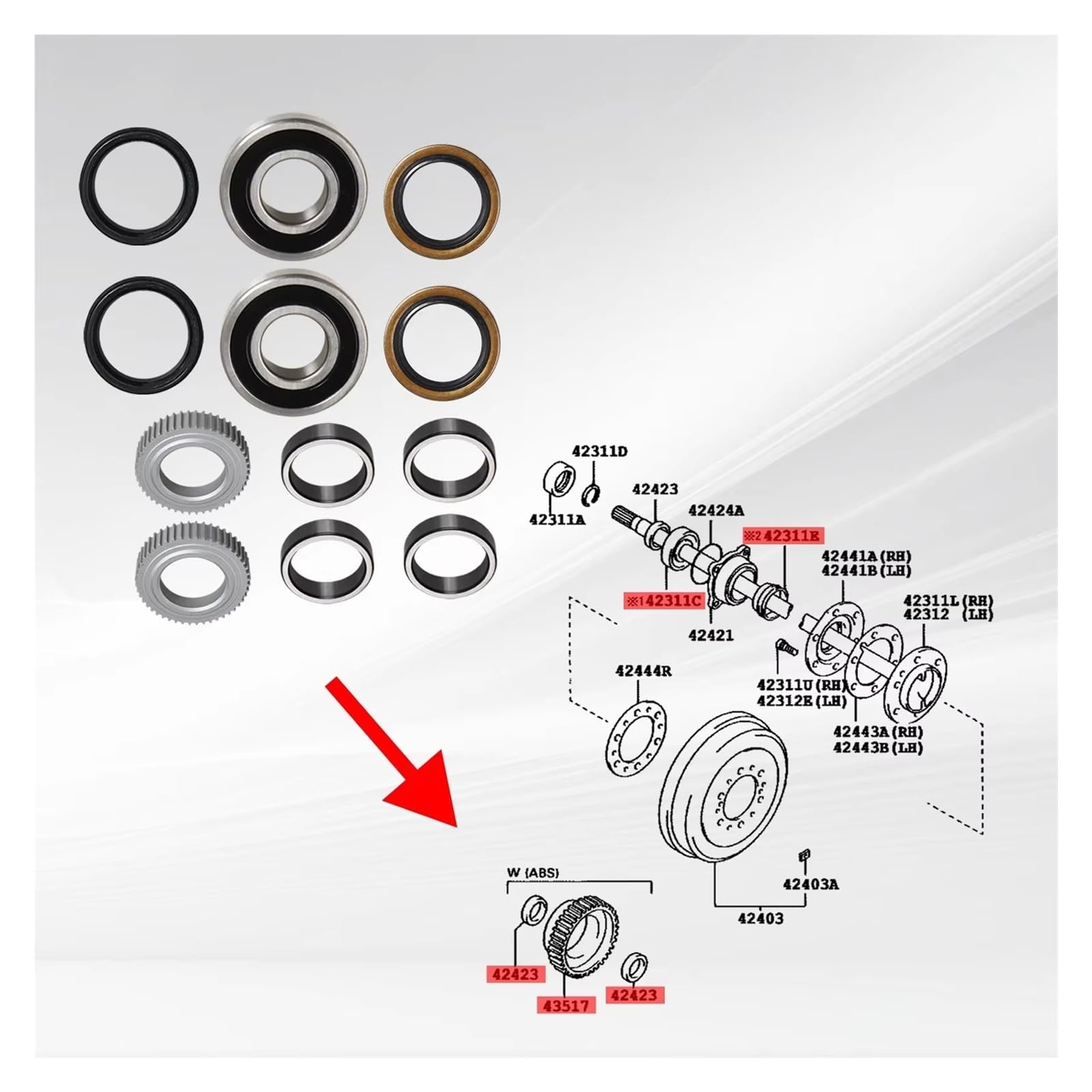 Juego Cojinetes Cubo Rueda Kit De Rodamiento Y Sello Del Eje Trasero 90363-40068 Para Toyota Para Tacoma Para Tundra Para 4Runner
