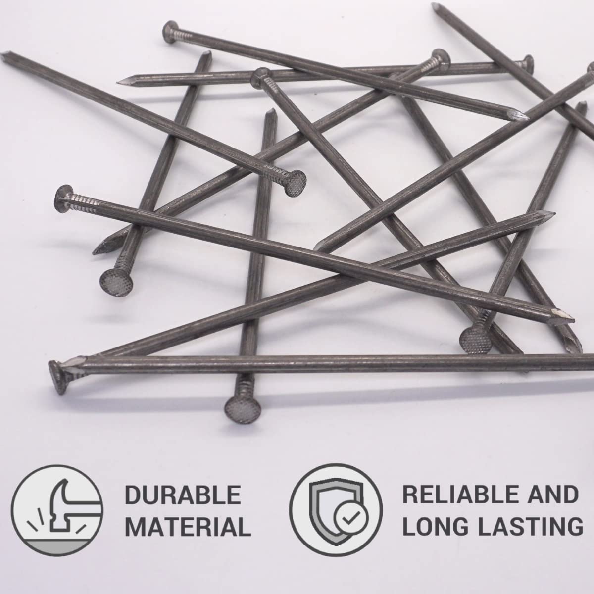 SKIR'CO (40 pcs) Steel 6.0 x 200 mm Construction Nails, Flat Round Head, Multi-Purpose Common Wire Nails for Wood - Image 3