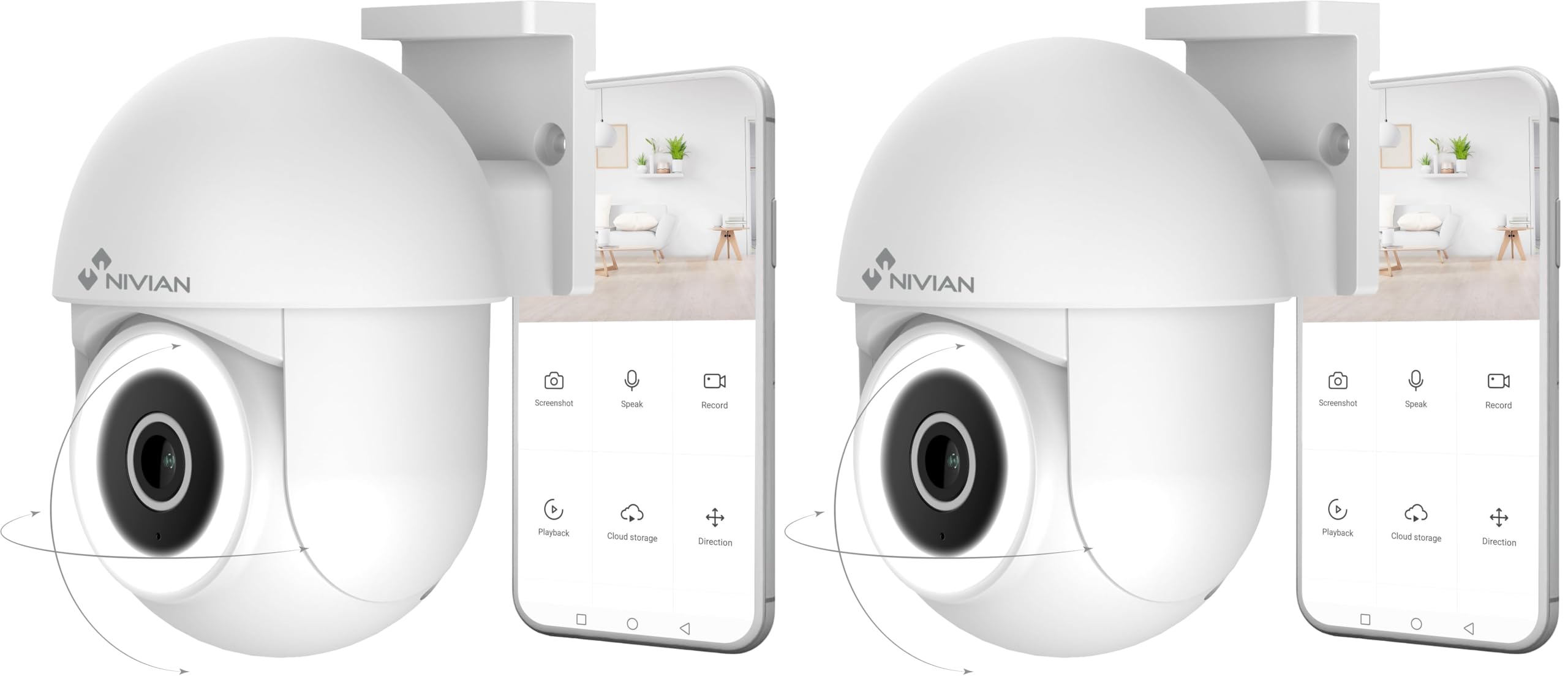 NIVIAN Telecamera WiFi Esterno 2K SUPERHD PTZ – Sorveglianza 360°, Visione Notturna, Audio Bidirezionale | Rilevamento Movimento Intelligente & App Tuya. Sicurezza Domestica Facile e Completa