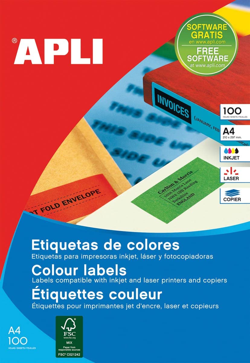 APLI 12993 - Permanent Red Labels 105 x 148mm 20 Sheets