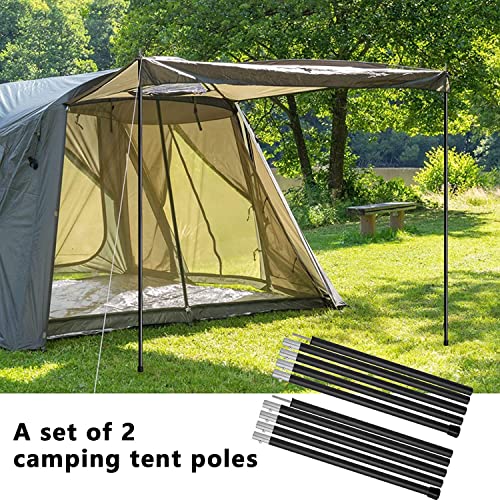 Image of KOMCLUB Telescoping Aluminum Tent Poles 78in Replacement Tarp Rods Black | 5-Section Adjustable Design, Black Finish, Tarps Lightweight Replacement Adjustable Tent Poles for Outdoor Sport Camping
