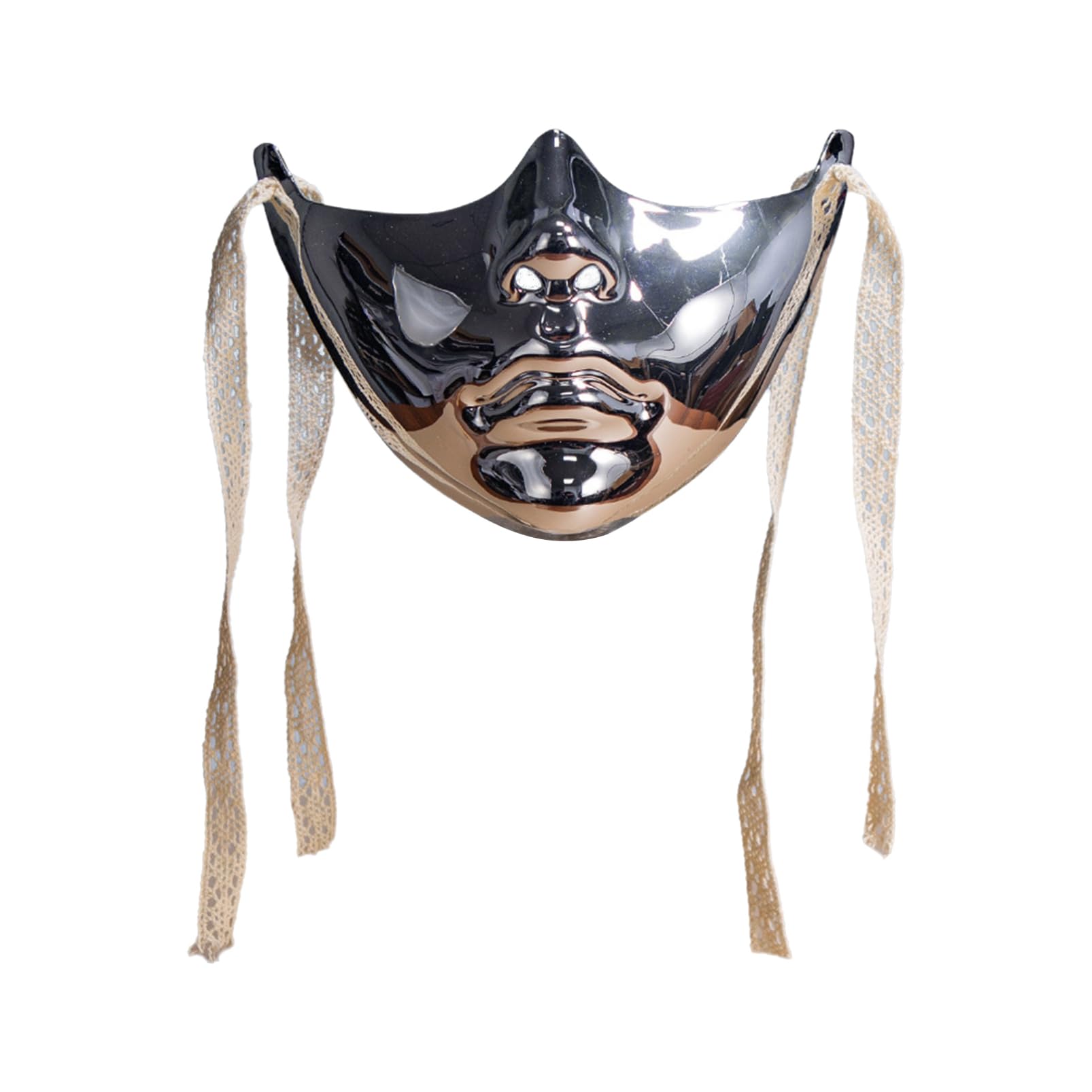 Aislor Half Blank Beauty Masquerade Female Face Lower Tie with Mask for Cosplay Carnival Halloween Type D One Size