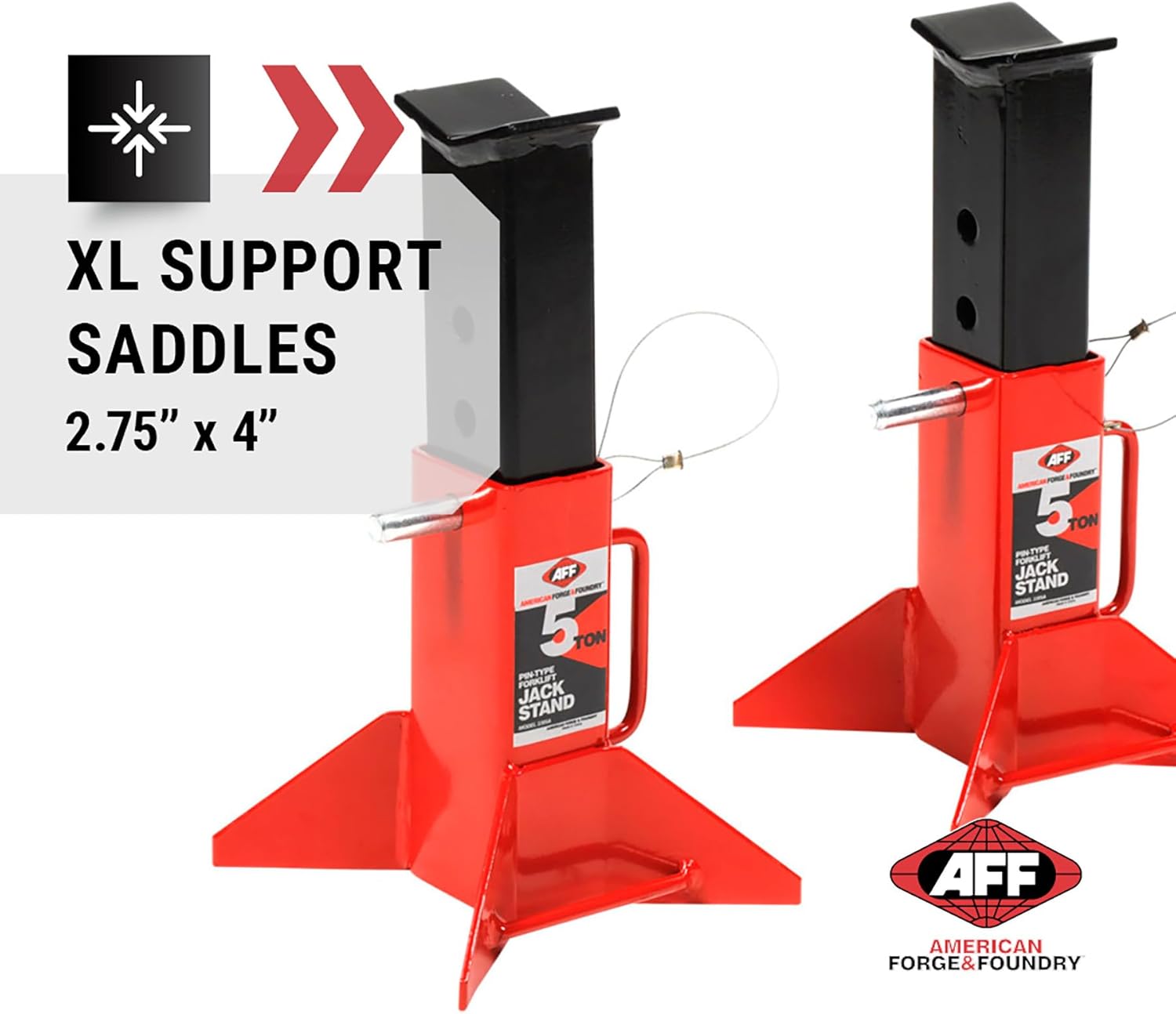 AFF Heavy Duty Pin Type Jack Stands, 5 Ton (10,000 Lbs) Capacity, 1 Pair, 3305A