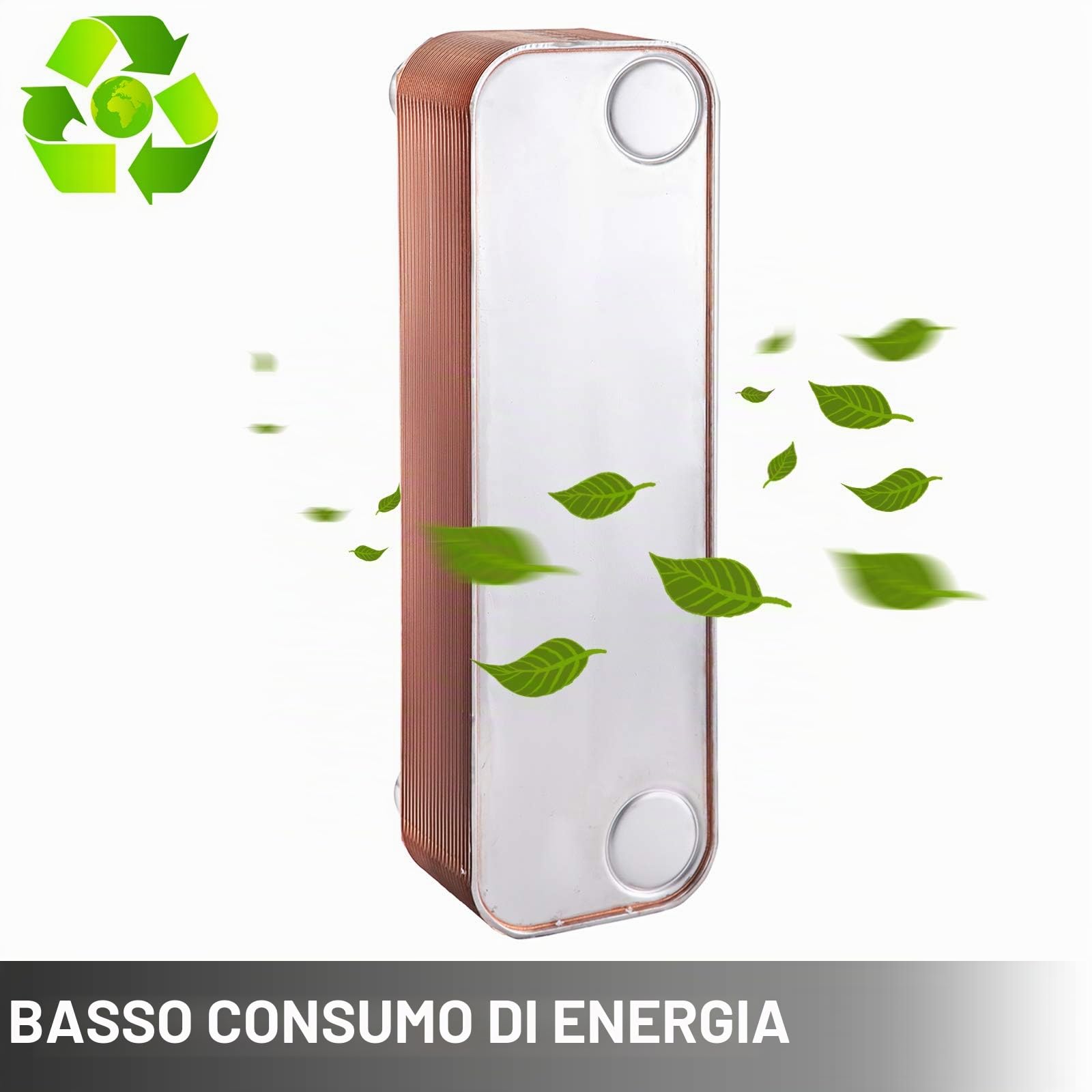 BestEquip Scambiatore di Calore 30 Piastre Scambiatore di Calore per Riscaldamento EATB12 Scambiatore di Calore Piastre in Acciaio, argento