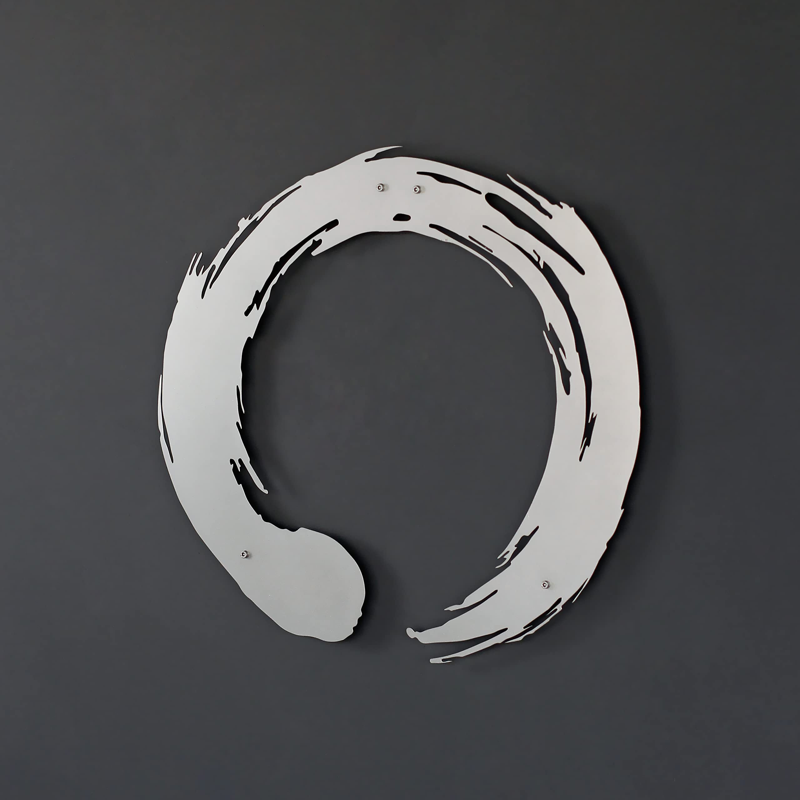 iwa concept Enso Zen Circle Metal Wall Art, Silver, 48.3L x 48.3W cm - Image 4