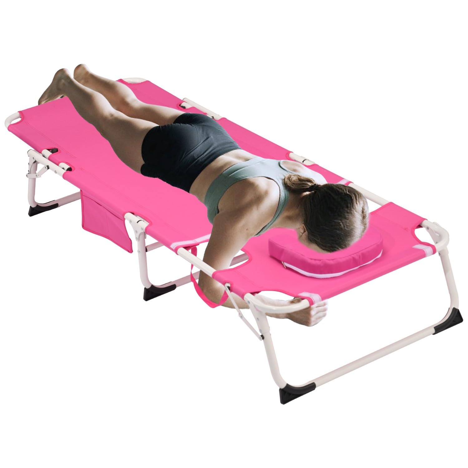 HRVEOCEI 3-in-1 Sun Tanning Chair with Face Hole,Adjustable 5-Position Folding Laying Out Chairs for Tanning,Outdoor Face Down Beach Lounger Sun