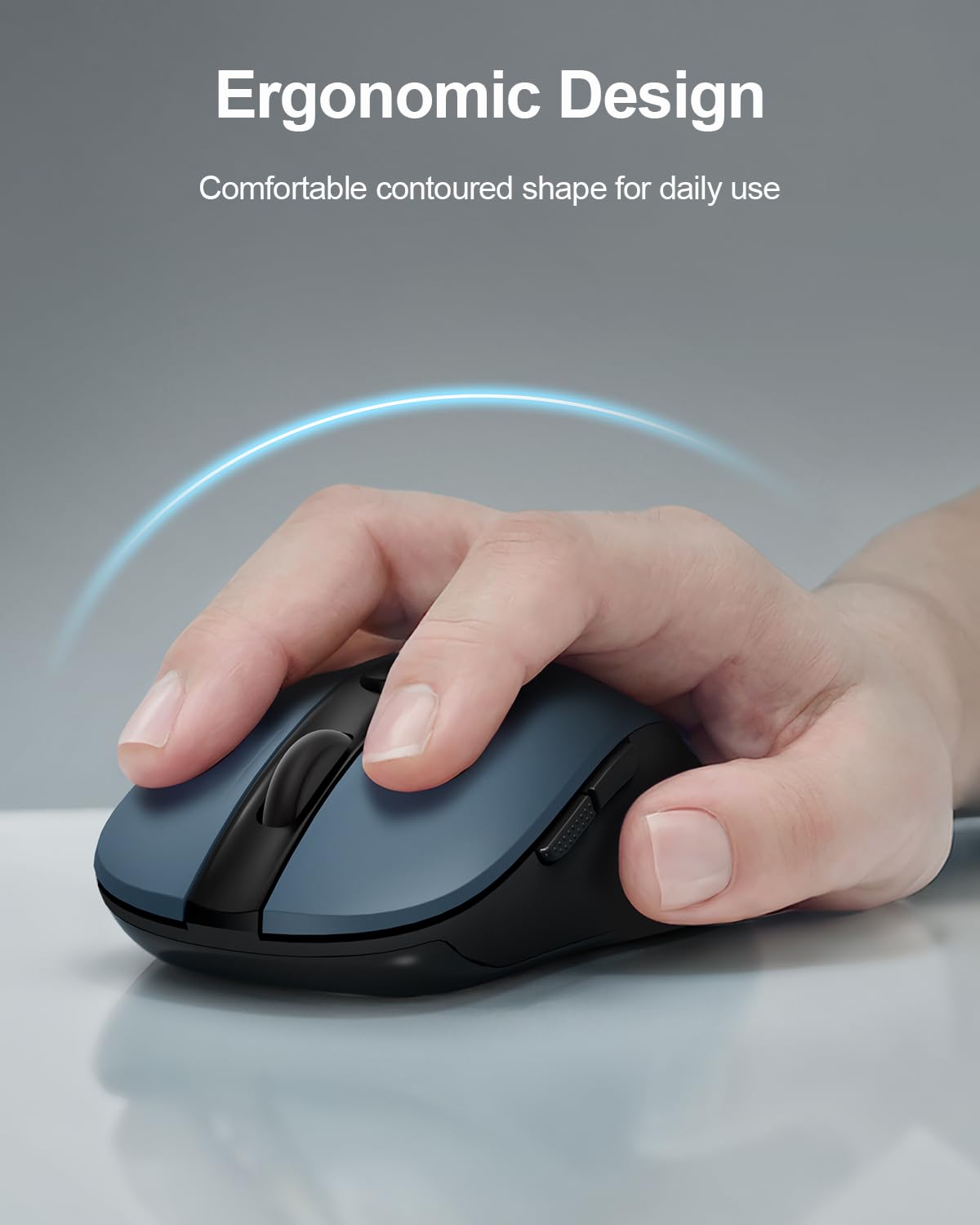 Mouse wireless USB per computer portatile, PC, Mac, mouse senza fili da 2,4 GHz con 6 pulsanti, regolabile a 5 livelli 4000 DPI, mouse ottico portatile ergonomico per computer, durata della batteria