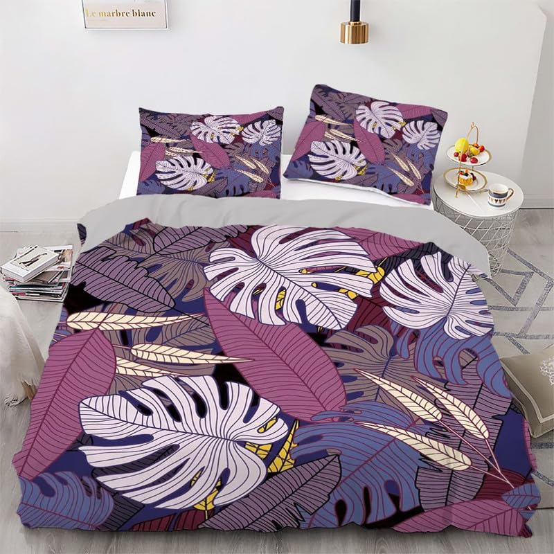 Housse de couette 90x190 violette avec sa taie 65x65 en microfibre pour lit enfant 1 place