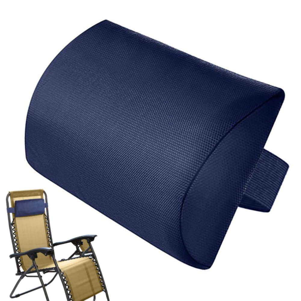 Cuscino per Testa per Sedia a Sdraio, Cuscino Poggiatesta Per Lettino Prendisole, Cuscino Regolabile in Altezza & Ergonomico, Cuscino Universale Con Cinghie per Sedie, Poltrone Reclinabili (Blue)