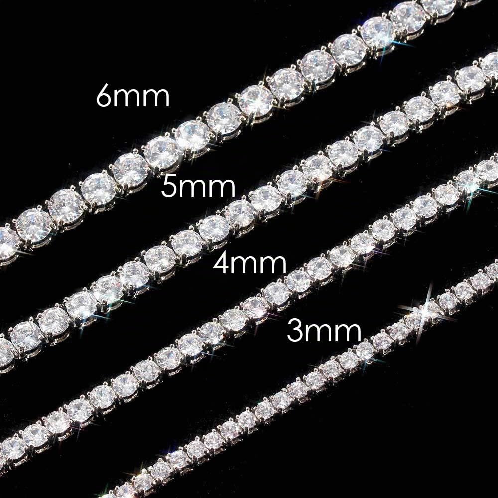 Michooyel Tennis Halskette Herren, Tenniskette Damen, Iced Out Kette Diamant Zirkonia Choker Silber Tennis Chain Necklaces (Golden, Silbrig)