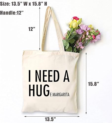 Miniatura 2 de TSIIUO Bolsa de lona con texto en inglés "I Need a Huge Margarita" para mujer, lindo regalo gráfico para beber, bolsa de compras reutilizable