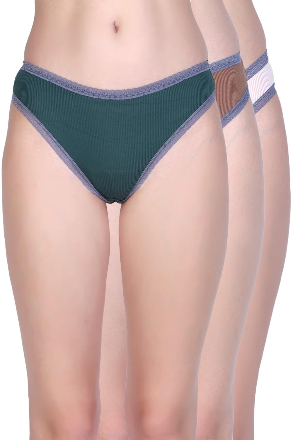 amour secret Women's Low Rise Solid Thong Panties Pack of 3 Grn-Bwn-PCH-L-picture-25