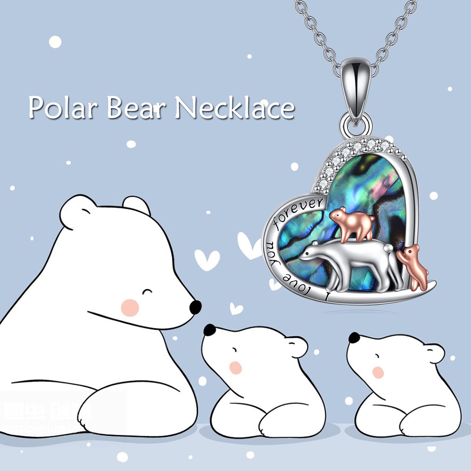 YFN Collar de plata de ley con colgante de mamá oso con 2 cachorros, joyería de regalo para mujeres y madres, Plata esterlina, Circonia cúbica